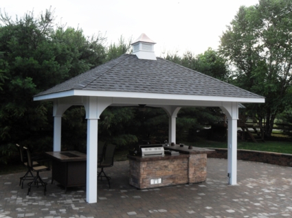 12 x 16 Vinyl Pavilion with Overhangs | Rick's Sheds